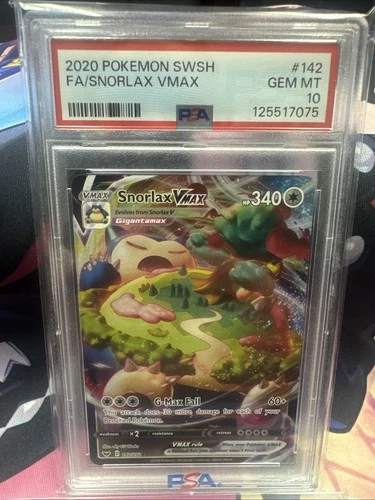 Snorlax VMAX 142/202 Swsh01: Sword & Shield Holo PSA 10