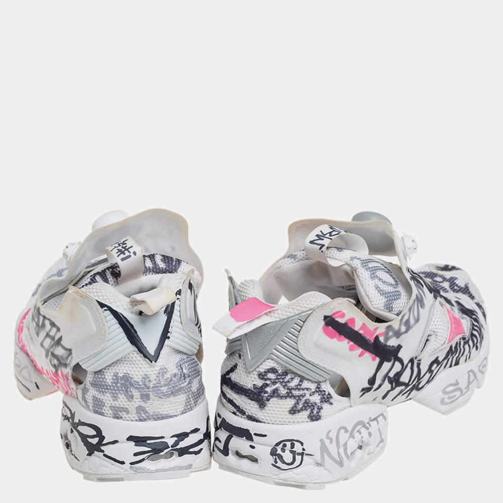 Vetements x Reebok White Doodle Print Fabric And Mesh Instapump
