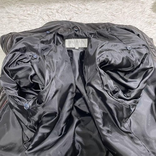 Balmain Lamb Leather Sheepskin Coat M Black Mid Length - Picture 8 of 14