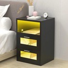 LED Bedside Table Wireless Charging Side Cabinet Nightstand with 3 Drawers lgf