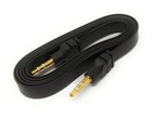 Audio cable 100 cm stereo AUX jack 3.5 mm male to male flat in black
