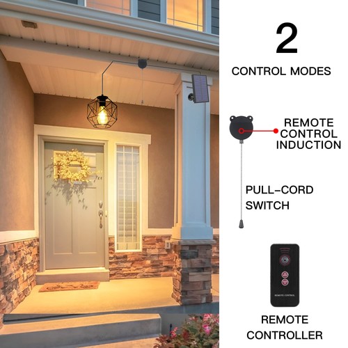 Solar Pendant Light - Outdoor/Indoor Solar Chandelier with Pull Cord, Perfect... - Picture 3 of 8