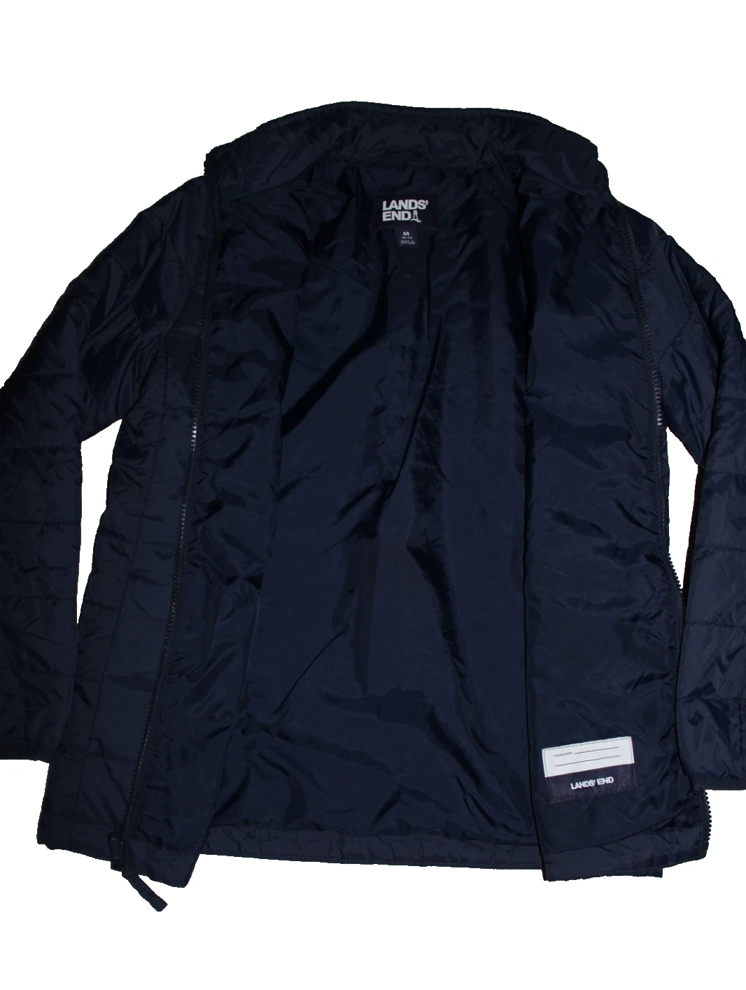 LANDS’ END Boys Youth Medium 10 -12 Puffer Insulated Jacket School Dark Blue