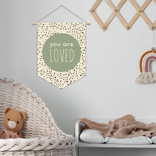 Green Nursery Decor,Sage Inspirational Canvas Banner, Be Loved  - Imagen 7 de 9