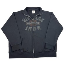 Harley Davidson Zip Up Sweatshirt Vintage Iron Motorcycles Black Sioux Falls L