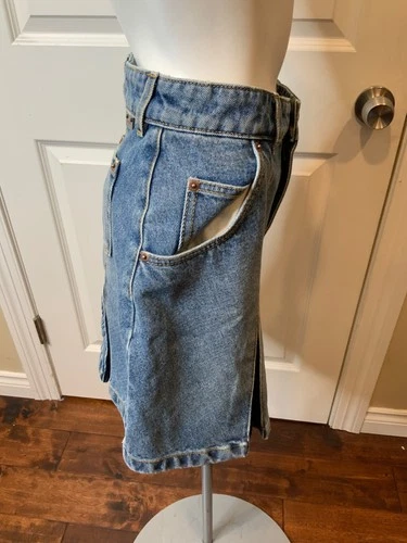 Balmain Paris Vintage Blue Denim Pleated Mini Skirt, Size 4 | 36 NWT image 4
