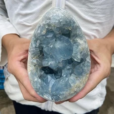 4.8LB Natural Blue Celestite Crystal Geode Rough Mineral Specimen Healing