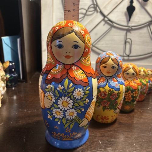11-teilige bunte Blumen Matroschka verschachtelte Puppe - signiert - Bild 12 von 24