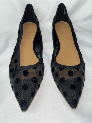 J. Scarpe basse donna Crew HO20 nere a pois maglia pelle scamosciata finiture US 9,5 EU 40 - Foto 2 di 17