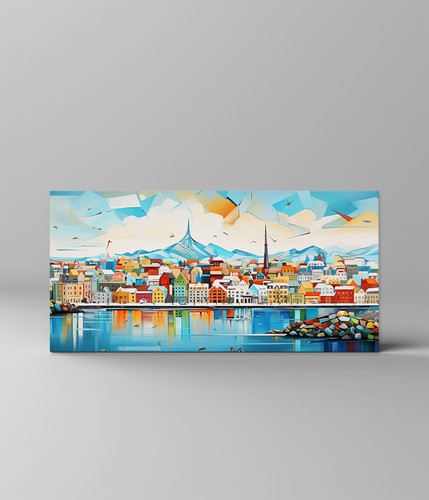 Reykjavik City Iceland Skyline Landmarks Modern Canvas Print Picture Wall Art - Picture 6 of 9