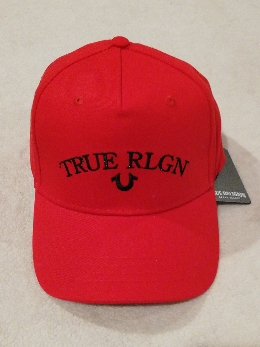 True Religion Horseshoe Logo Hat Red Cap Snapback Adjustable NWT