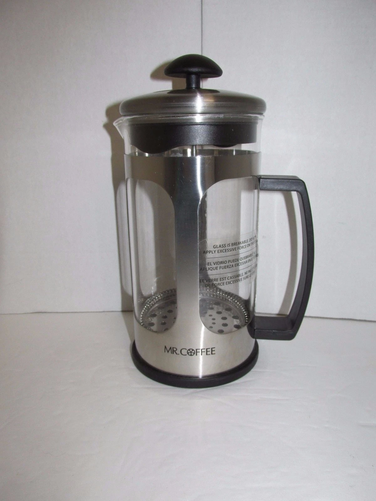 Mr.Coffee 1.2 Qt. 30 oz French Coffee Press Stainless Steel Glass Body New
