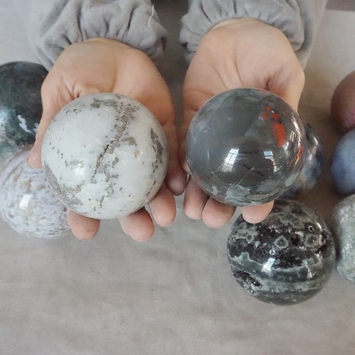 Juego de 10 bolas de esfera de jaspe de cristal de cuarzo natural de 9,9 lb pulidas curación - Imagen 8 de 12