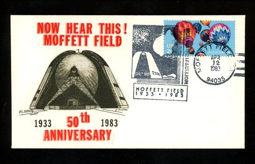 US Postal History Airmail Zeppelin Related Moffett Field 50th Anniv 1983 CA