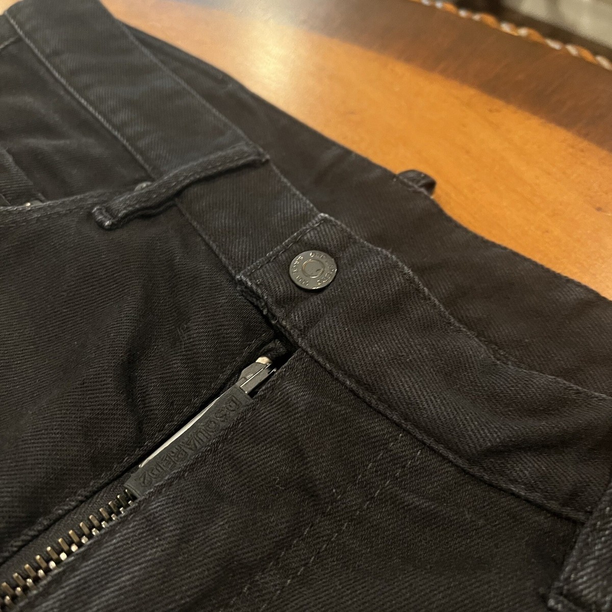 DSQUARED2 Men’s Black Denim Skater Jeans Size 52 (US 38) Exposed Zipper