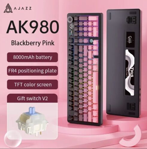 AJAZZ AK980 Tri Mode Full Configuration Mechanical Keyboard - Gradient Pink New - Picture 5 of 11