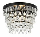 Crystal Drop Flush Mount Living or Dining Room Light Black Bedroom Lighting 15"