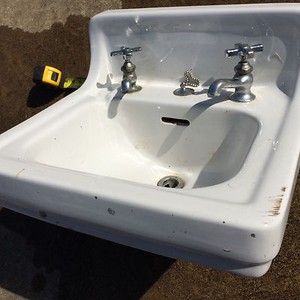 Details About Antique Vintage 1930s Standard Porcelain Seperate Faucet Bathroom Sink W Bracket