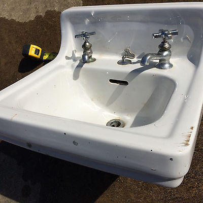 Antique Vintage 1930s Standard Porcelain Seperate Faucet Bathroom Sink