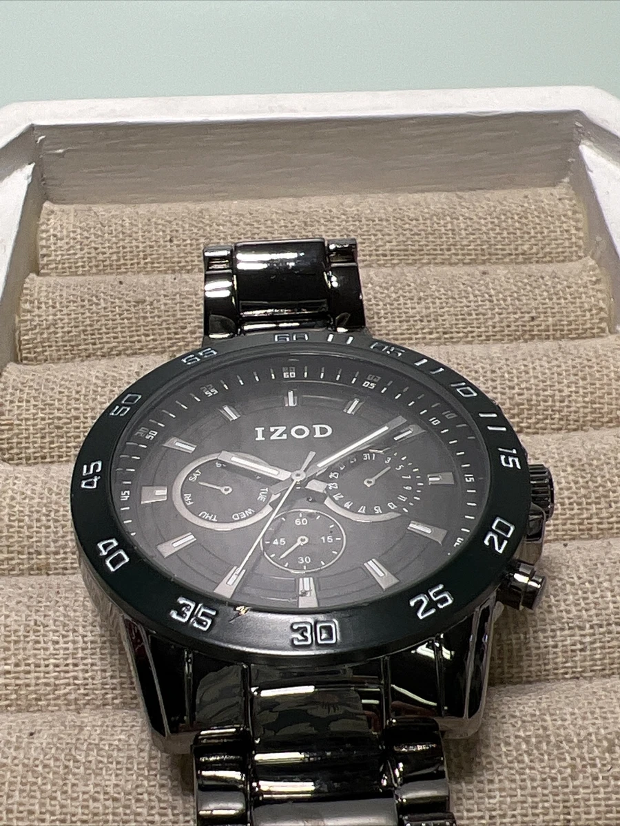 Izod Watch Men Black Round Face Multi Dial