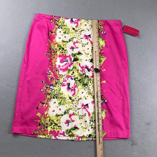 Sunny Leigh Skirt Womens 16 Pink Floral Lined Back Slit Zip Pencil Straight NWT - Picture 7 of 10