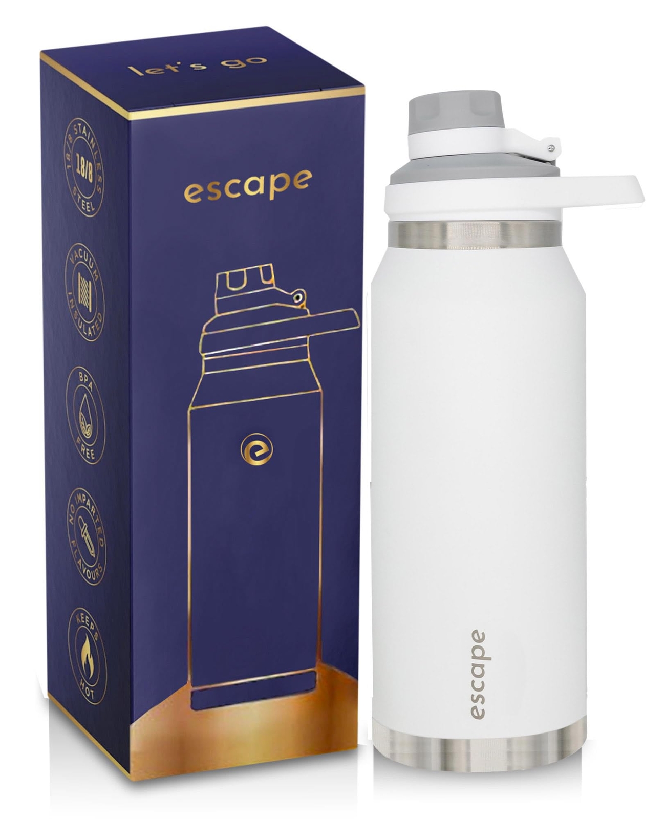 Escape 1 Liter Water Bottle Ideal for Gym Dishwasher Safe 34 oz Insulated Sta...