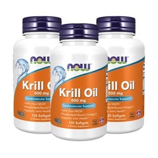 3 x NOW Neptune Krill Oil Omega-3 500 mg 120 ...