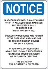 NEW! NORTH SAFETY OSHA LOCKOUT "NOTICE" SIGN 14"x20" 