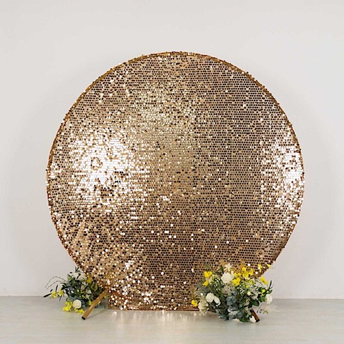 7.5 ft GOLD Sparkly Big Payette Sequin Backdrop STAND COVER Party Decorations - Picture 3 of 8