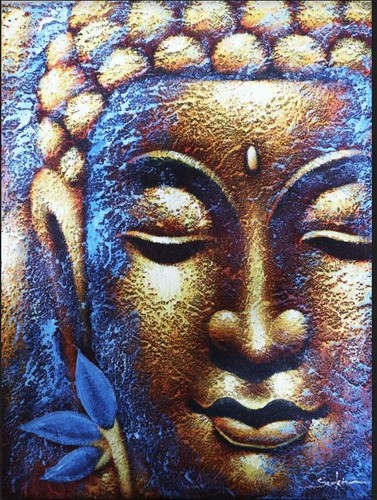 Buddha Painting Huge Abstract Wall Art Canvas Head Face Picture Decor - Picture 15 of 32