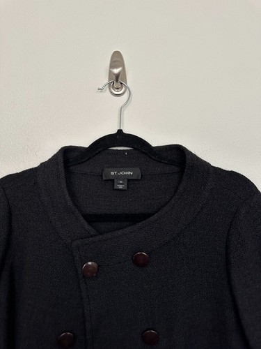 St John Double Breasted Jacket Dark Brown Made in USA Evening Jacket Women's 10 - Picture 2 of 7