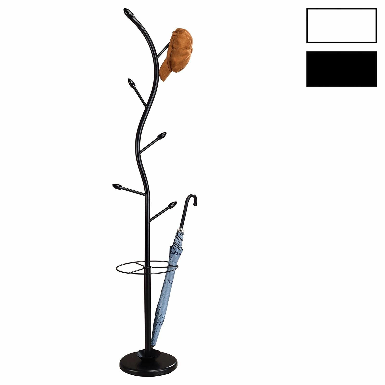 Portant vêtements gain de place avec porte-parapluie et patères robustes en bois et métal