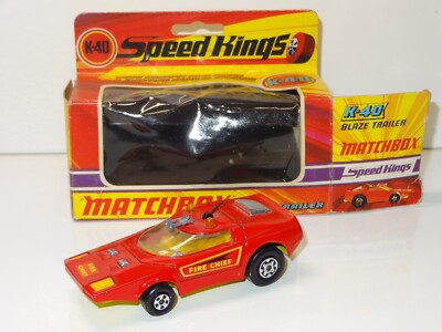 Matchbox Speed rKings K 40 BLAZE TRAILER FIRE CHIEF - (395) orange Roof Lights