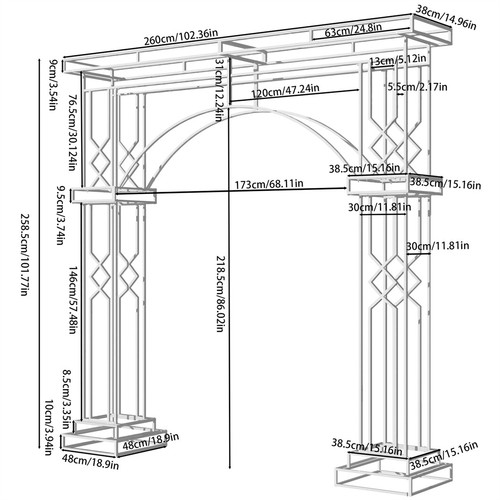 XXL Rosenbogen Rankgitte Metall Rankhilfe Torbogen Garten Pergola Spalier Weiß - Bild 6 von 6