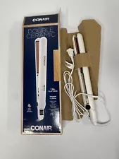 Conair Double Ceramic Flat Iron, 1 Inch Flat Iron, White / Rose Gold