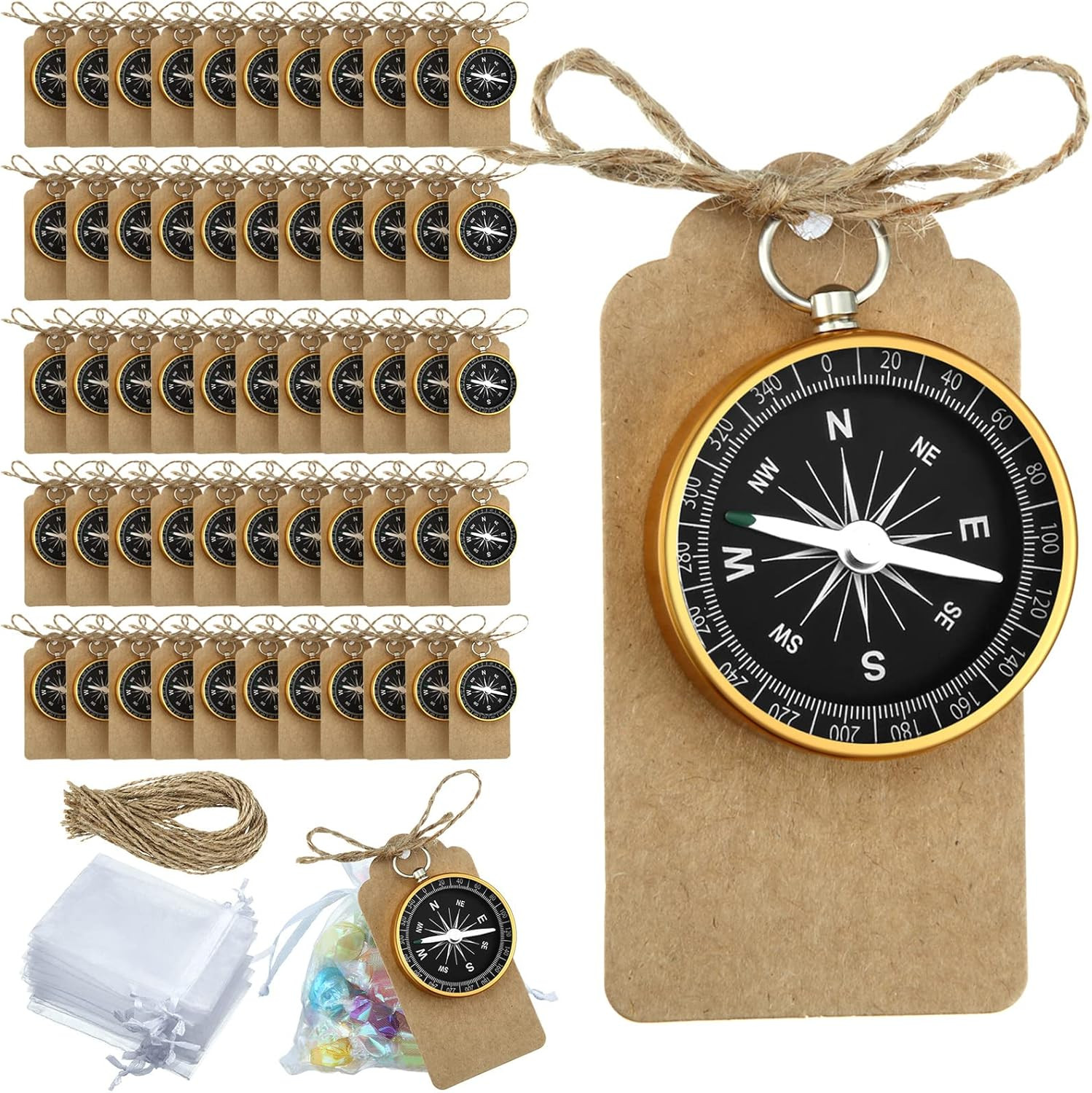 50 Sets Compass Wedding Favors for Guests Souvenir Present Nautical Mini Travel