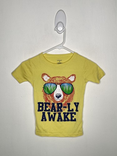 Carters Pajama Top Boys Size 6 Yellow Short Sleeve Grizzly Bear