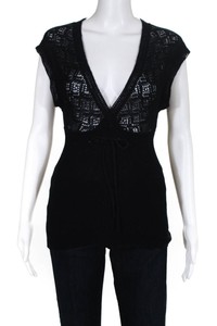 Diane-Von-Furstenberg-Womens-Short-Sleeve-V-Neck-Top-Blouse-Blue-Size-Small
