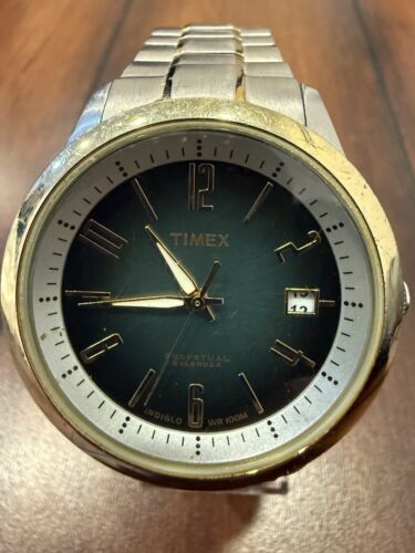 Orologio Uomo Timex VINTAGE Indiglo Calendario Perpetuo Cinturino Acciaio Inox Funzionante - Foto 3 di 8