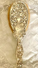 Antique Whiting Art Nouveau Repousse Sterling Heraldic Hair Brush Circa 1886