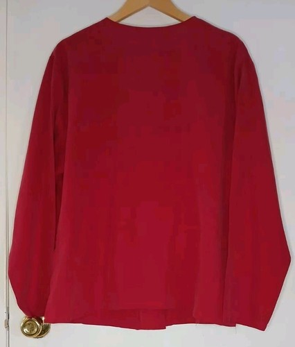 Cárdigan Camisa Abotonada Rojo Seda Ropa Suave Cien Uno Por ciento De Colección XL - Imagen 2 de 4