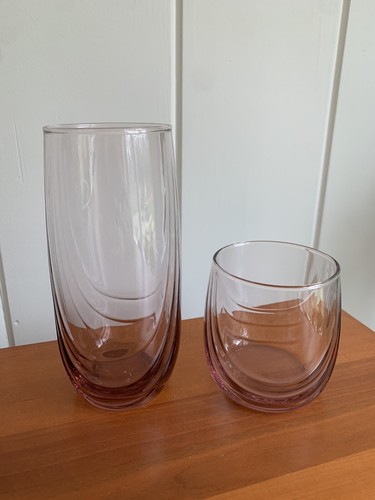 Vintage Lenox Libbey ? Swag Art Deco Drinking Glasses Tall Short Set of 8 Purple - Picture 4 of 7