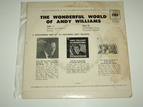 ANDY WILLIAMS *RARE OZ  7" E.P. ' THE WONDERFUL WORLD OF ' 1964 GC+ - Picture 2 of 2