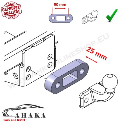 25mm Verschiebungs- und Adapterplatte für Kupplungskugel für MITSUBISHI L 200