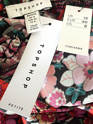New TopShop Petite Floral Print Ruched Short Sleeve Floaty Dress UK 12 - Picture 8 of 8