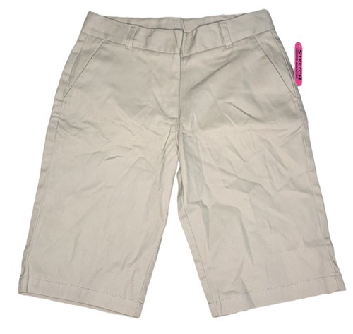 Izod Girls Adjustable Waist Khaki Fit Easy Care Uniform Shorts 14 Slim NWT