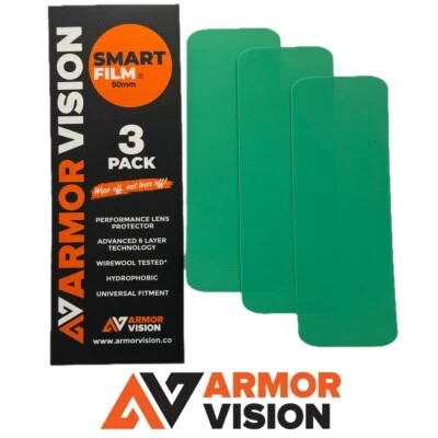 ARMOR VISION MX GOGGLE SMART FILM 50MM WIDE LENS PROTECTOR STRIPS - 3 PACK