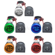 22MM AC 50-380V 0-100A LED Digital Voltmeter Ammeter Voltage Current Meter Round