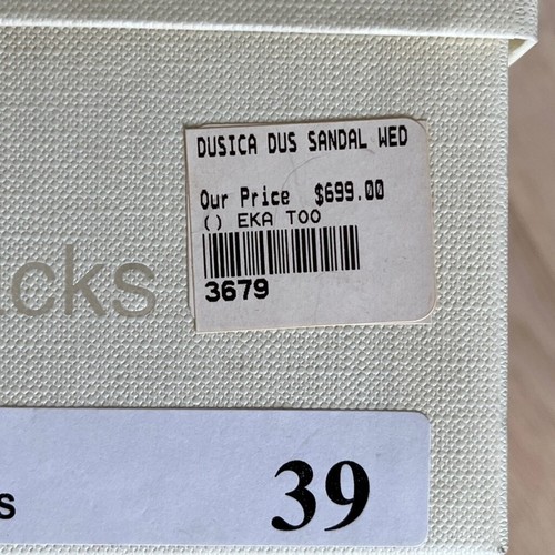 DUSICA SACKS Kotur Leather Black Satin Crystal Detail Peep-Toe Wedge Heel Italy - Imagen 11 de 16