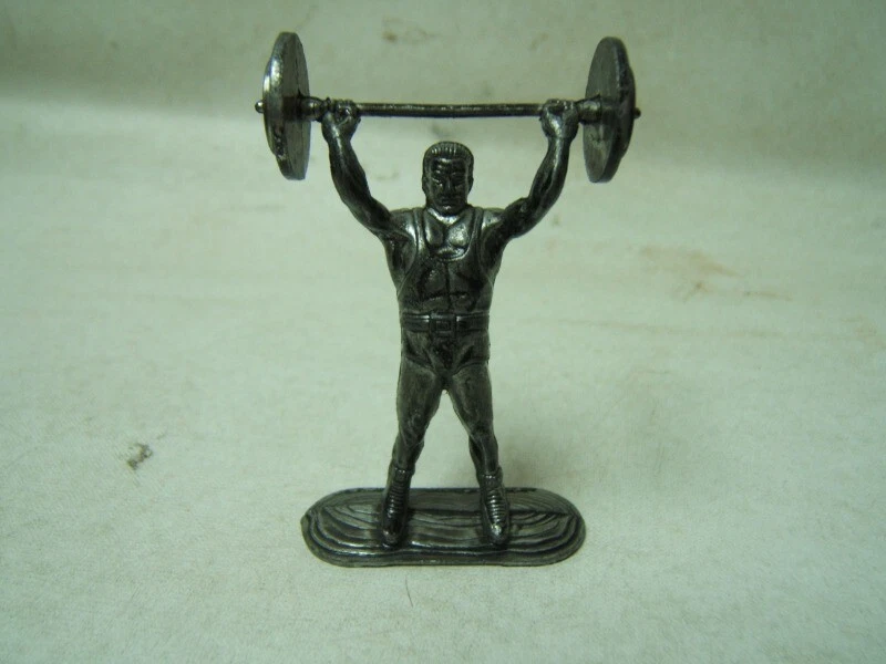 Metallions Metal Cast Athletes Weight Lifter and Soccer Player Lot of 2 Hubley - Image 4 of 4